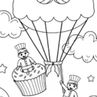Cupcake and donut chefs in the sky
