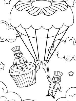 Cupcake and donut chefs in the sky coloring pages