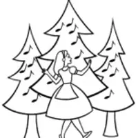 Alice dancing with musical trees