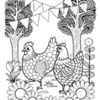 Chickens at a garden festival