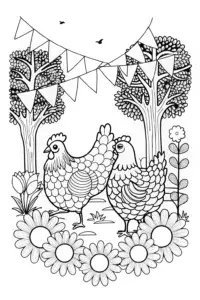 Chickens at a garden festival
