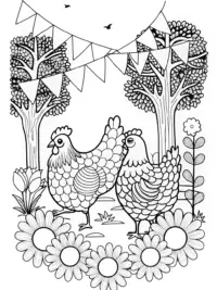 Chickens at a garden festival