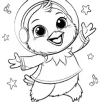 Chick dancing in space