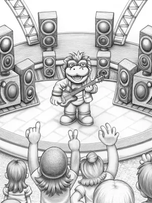 Bowser hosts a music festival coloring pages