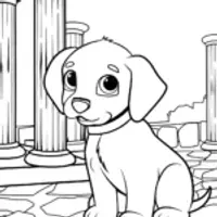 Puppy at the ancient ruins