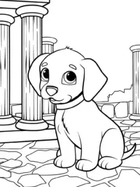 Puppy at the ancient ruins