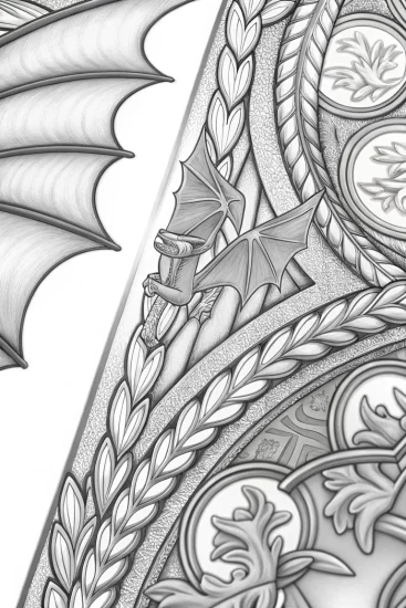 A coloring page of Charizard casting playful shadows