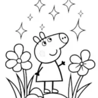 Peppa Pig in a cosmic garden