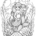 Little Mermaid gardening in a bubble