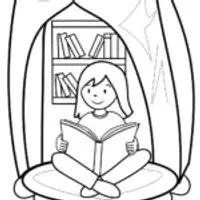 Cally reading in her book nook