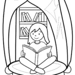 Cally reading in her book nook