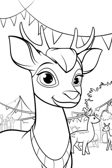 A coloring page of Xerneas at the festival