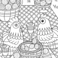 Chickens having a picnic