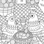 Chickens having a picnic