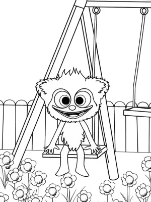 Huggy Wuggy in a poppy playground coloring pages