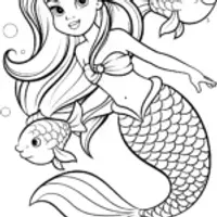 Mermaid dancing with celestial fish
