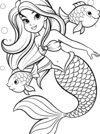 Mermaid dancing with celestial fish