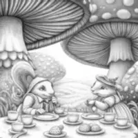 Mushrooms hosting a tea party