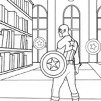 Captain America in the enchanted library