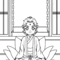 Demon Slayer meditating on a lotus