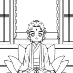 Demon Slayer meditating on a lotus