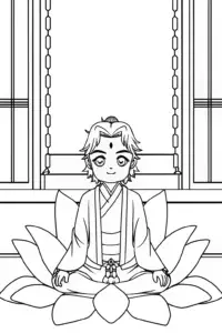 Demon Slayer meditating on a lotus