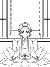 Demon Slayer meditating on a lotus