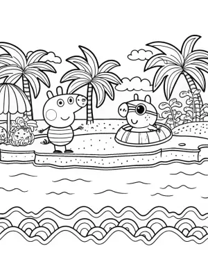 Peppa Pig’s seaside adventure coloring pages