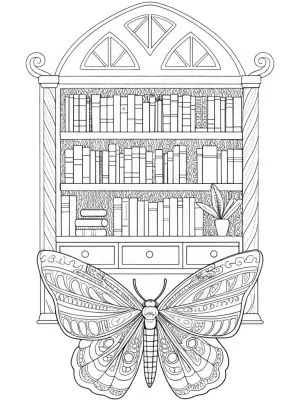 Pip the butterfly in a library coloring pages