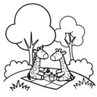 Giraffes having a picnic