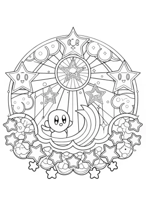 Kirby mapping the stars coloring pages