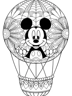 Mickey Mouse floating in a bubble coloring pages