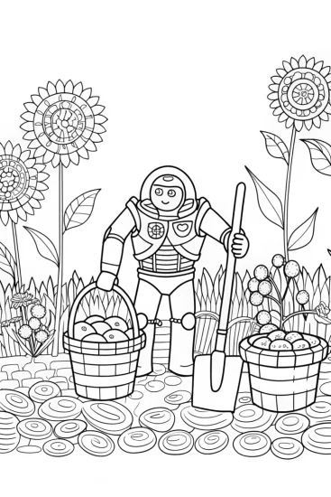 A coloring page of Buzz Lightyear gardening contest