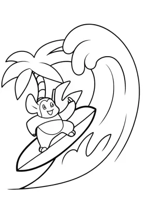 Alolan Raichu surfing challenge coloring pages