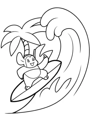 Alolan Raichu surfing challenge coloring pages