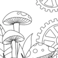 Mushrooms in a clockwork forest