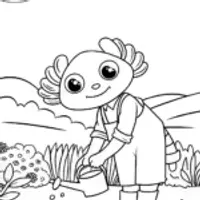 Axolotl gardening under the moonlight