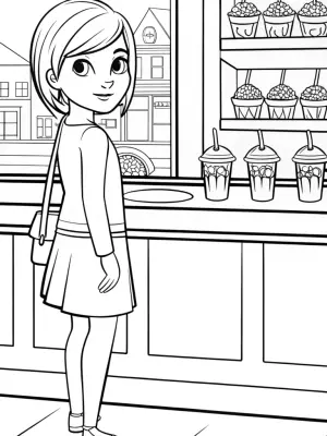 JJ at the bubble tea shop coloring pages