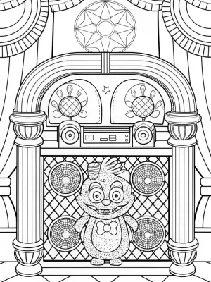 Huggy Wuggy and the music box coloring pages