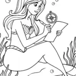 Mermaid cartographer mapping ocean floor