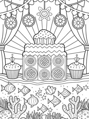 Cupcake Chic underwater music festival coloring pages
