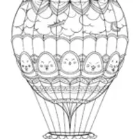 Squishmallows in a hot air balloon