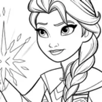 Elsa sculpting ice in the sky