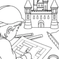 Butterfly architect designing a castle