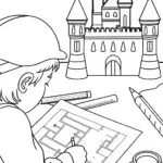 Butterfly architect designing a castle