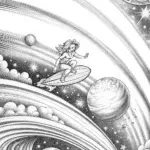 Rainbow High surfing in space