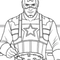 Captain America baking a cake