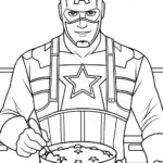 Captain America baking a cake