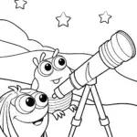 Monsters stargazing on a hill