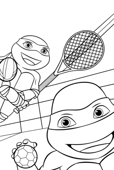 A coloring page of Teenage Mutant Ninja Turtles sports